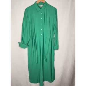 NWT Loft Outlet Maxi Shirt Dress Button Down Size‎ 12 Kelly Green Womens